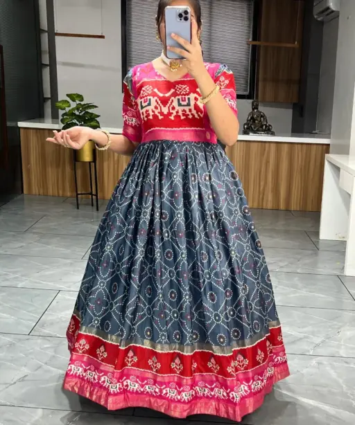 Patola Printed Dola Silk Designer Gown