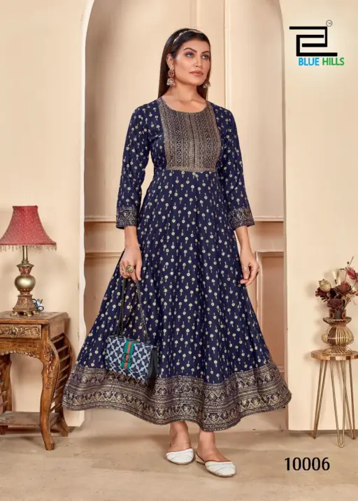 Rayon Printed Kurti Gown Office Wear