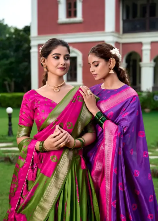 Shibori Printed Dola Silk Lehenga Choli With Zari Weaving Wedding Wear Designs