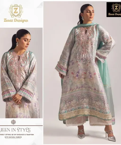 Trending Pakistani Muslin Handwork Salwar Suit   Ziaaz 661