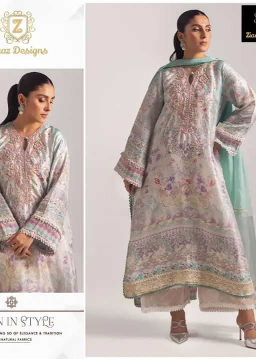 Trending Pakistani Muslin Handwork Salwar Suit   Ziaaz 661