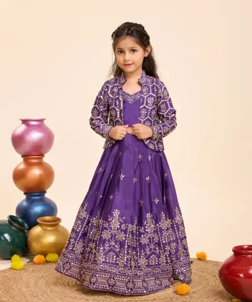 Wedding Wear Kids Lehenga Choli With Koti Style