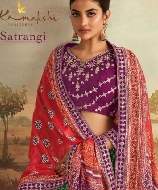 Satrangi Gaji Silk Multi Color Patola Designer Ehtnic Lehenga Choli