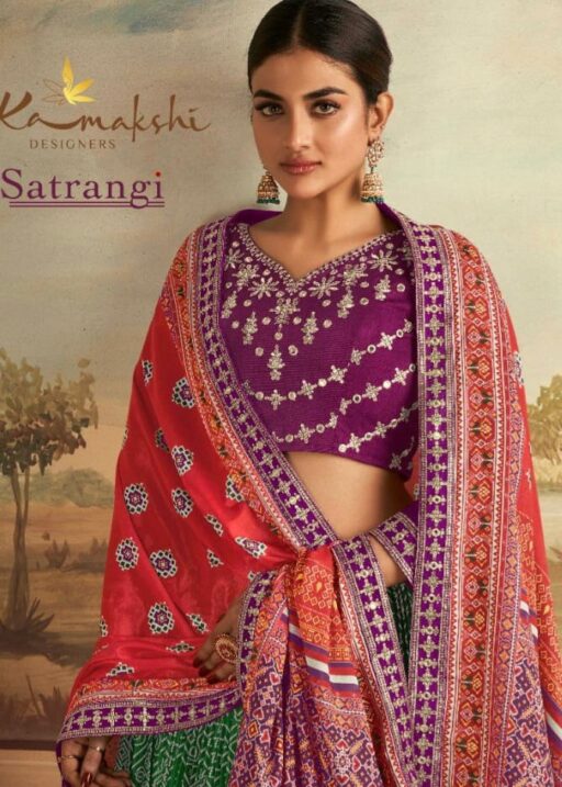 Satrangi Gaji Silk Multi Color Patola Designer Ehtnic Lehenga Choli