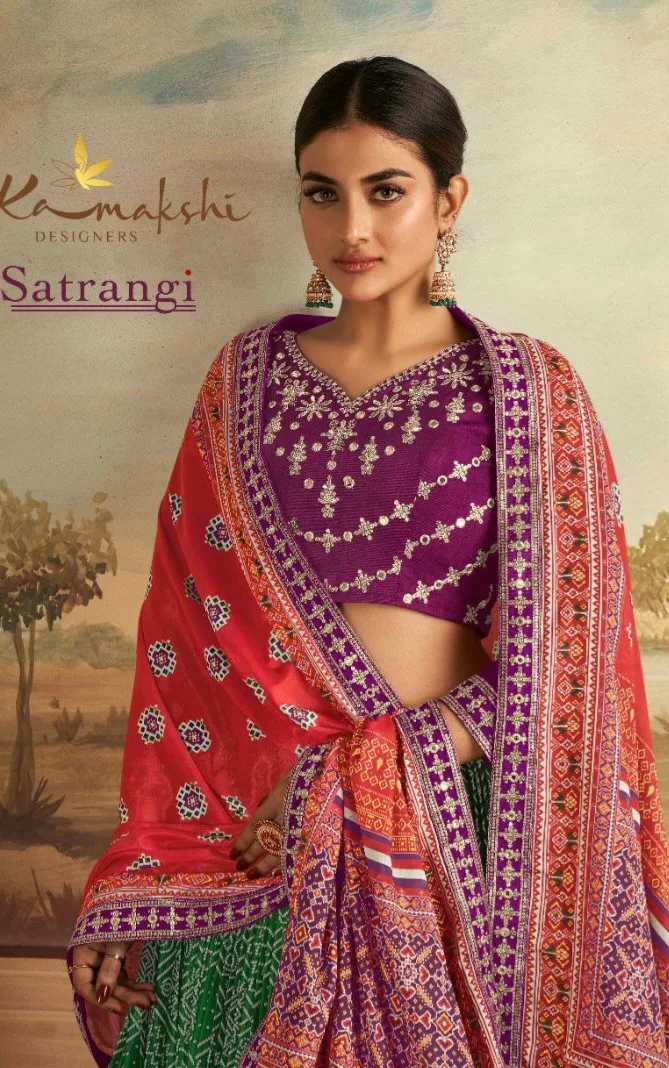 Satrangi Gaji Silk Multi Color Patola Designer Ehtnic Lehenga Choli