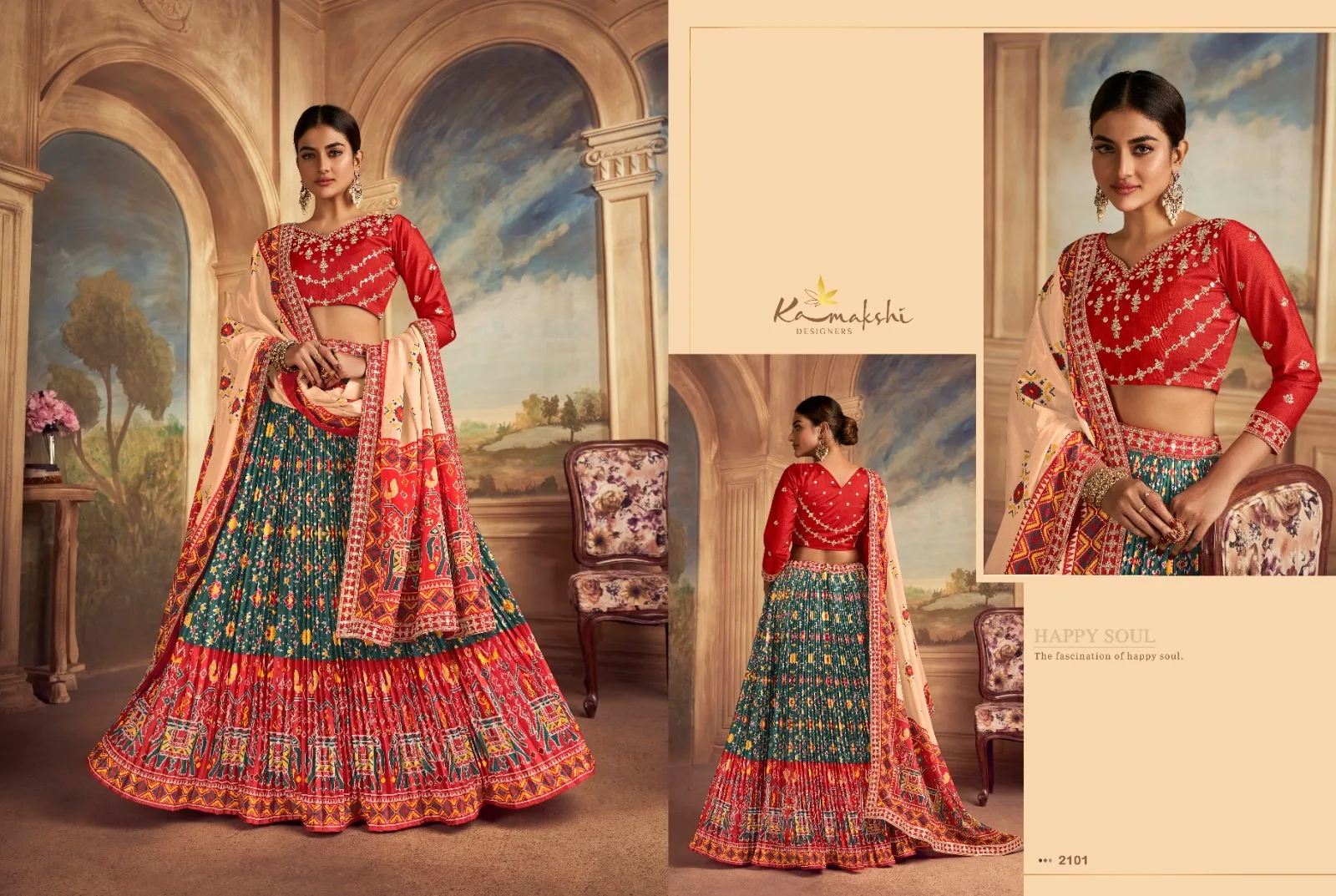 Satrangi Gaji Silk Multi Color Patola Designer Ehtnic Lehenga Choli - Image 2