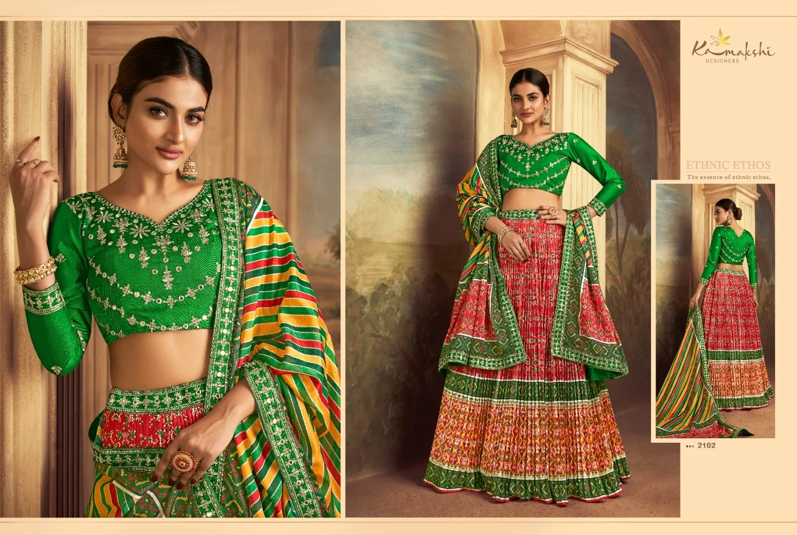 Satrangi Gaji Silk Multi Color Patola Designer Ehtnic Lehenga Choli - Image 3
