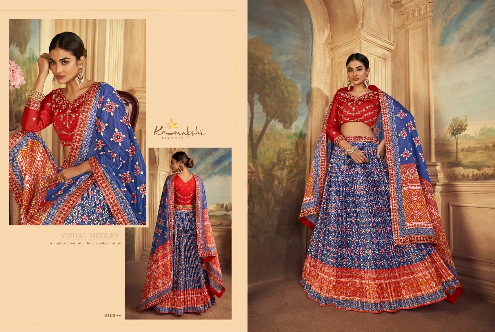Satrangi Gaji Silk Multi Color Patola Designer Ehtnic Lehenga Choli - Image 4