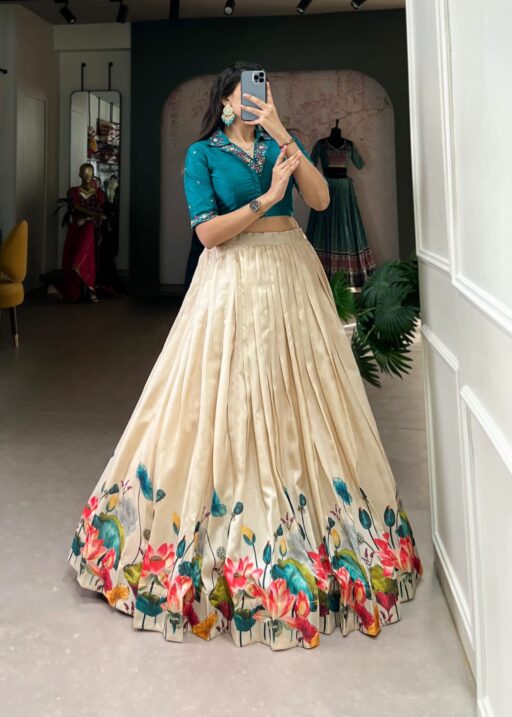 Tussar Silk Floral Designer Readymade Lehenga Choli