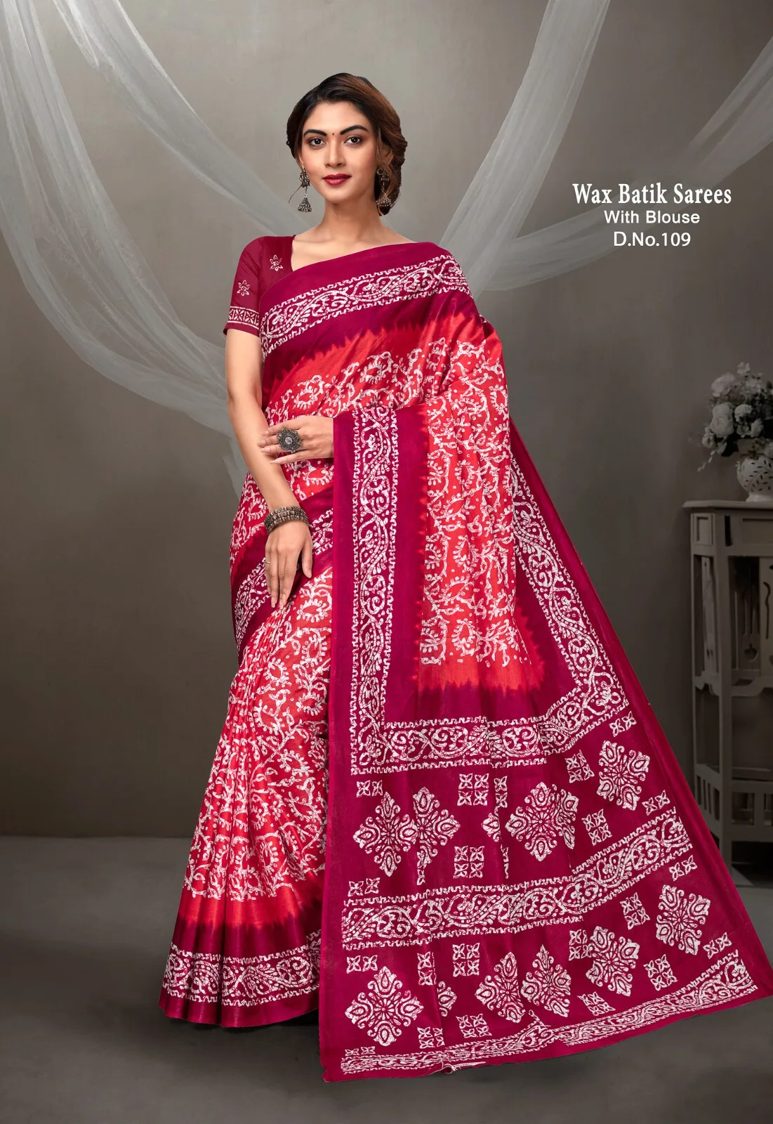 Malain Cotton Wax Batik Designer Saree