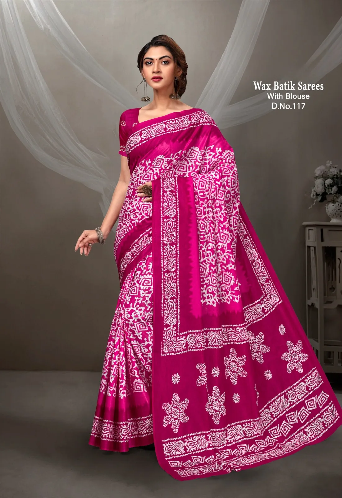 Malain Cotton Wax Batik Designer Saree - Image 4