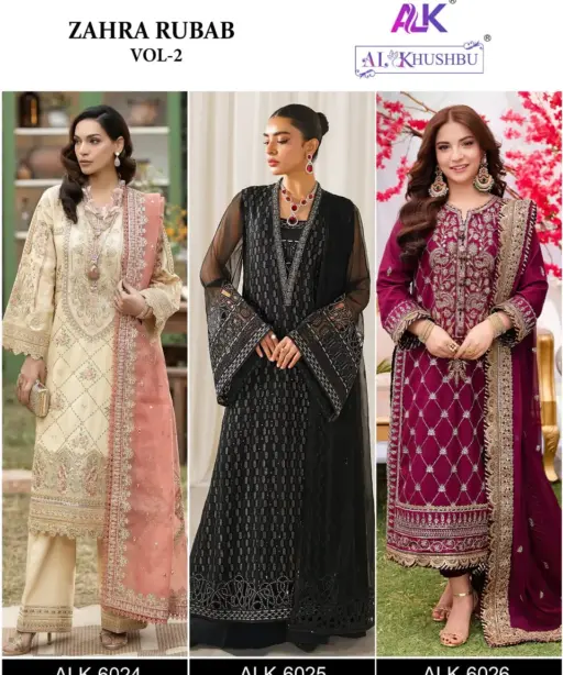 Al Khushboo New Wedding Wear Catalog Zahra Rubab vol2 Wholesale Pakistani Ethnic Suits