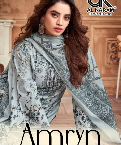 Unstitched Lawn Dailywear Salwar Suit Alkaram  Amryn Catalouge