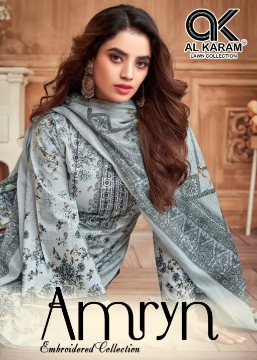 Unstitched Lawn Dailywear Salwar Suit Alkaram  Amryn Catalouge
