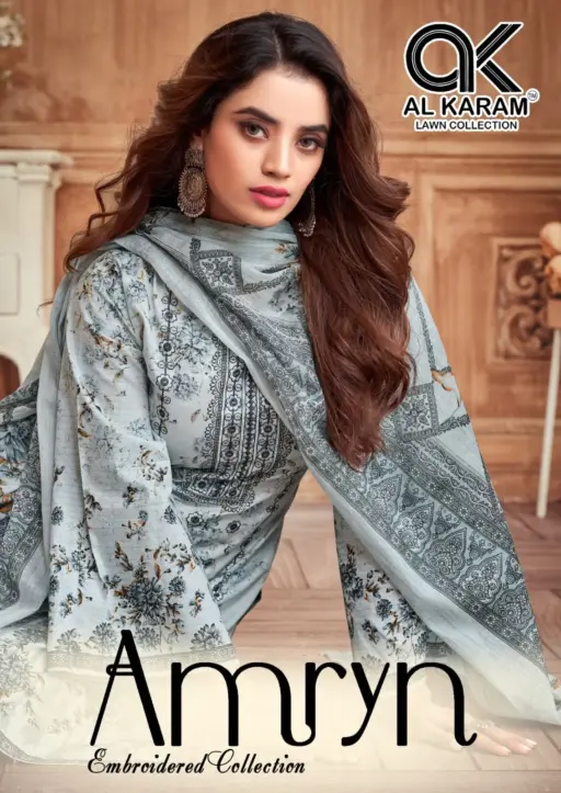 Unstitched Lawn Dailywear Salwar Suit Alkaram  Amryn Catalouge