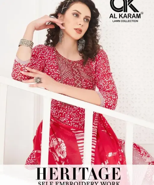 Alkaram Heritage Vol 3 Self Embroidery Unstitched Pakistani Salwar Suit Wholesaler