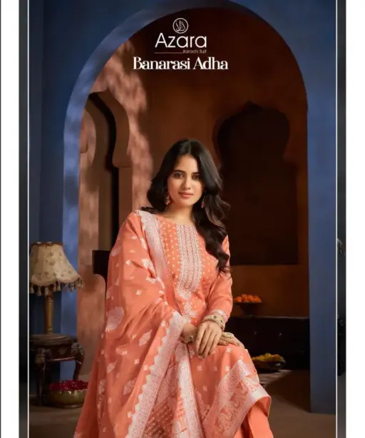 Banarashi Adah by Azara (Radhika Fashion) Unstitched Swarovski Work Cotton Ethnic Suit Wholesalers