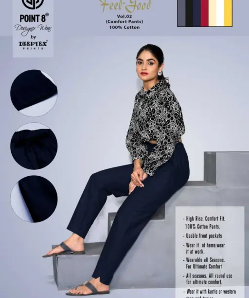 Deeptex Feel Good Vol 2 Pure Cotton Ladies Pants Sets Wholesaler