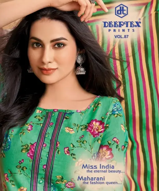 Deeptex Miss India Vol 87 Unstitched Daily Wear Cotton Printed Suits Wholesaler