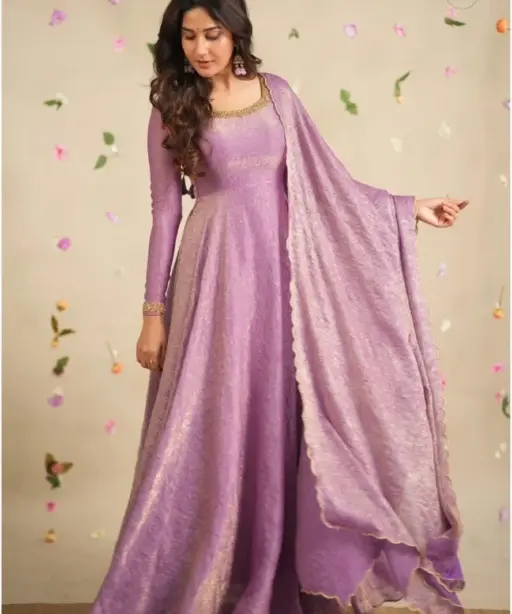 Designer Trending Gown With Cut Work Dupatta South Special Gown