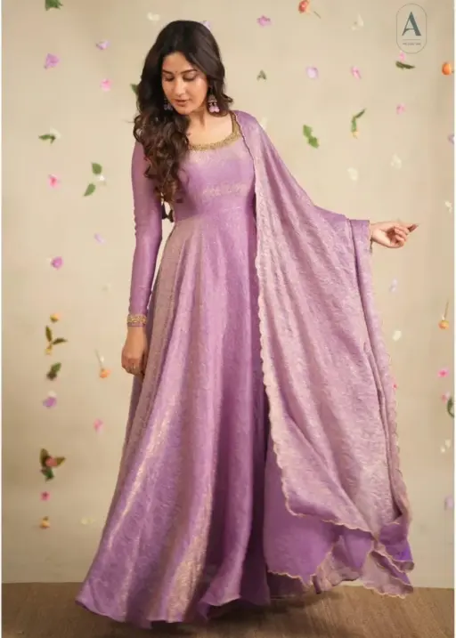 Designer Trending Gown With Cut Work Dupatta South Special Gown