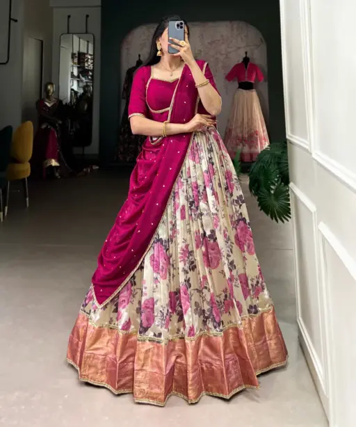 Dola Silk Floral Printed Ethnic Lehenga Choli Readymade Lehenga