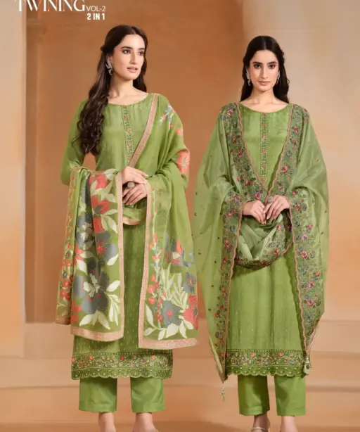Double Dupatta Chiffon Salwar Suit Vipul Twinning Catalog Wholesale