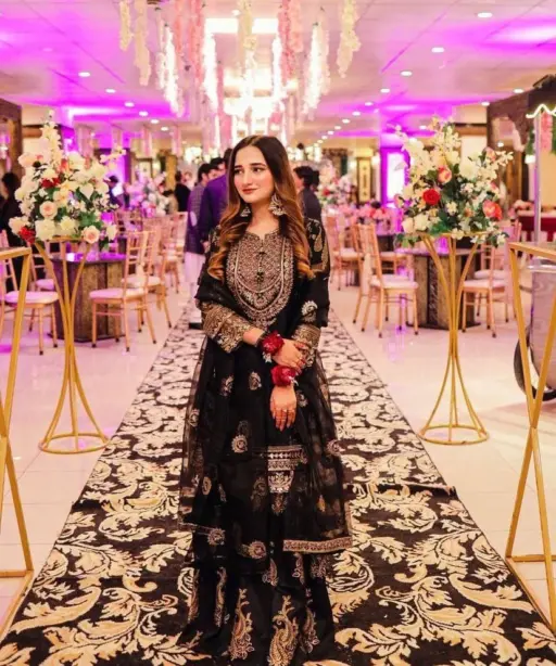 Embellished Black Color Sharara Salwar Suit With Heavy Embroidery Work Bottom And Neck Work