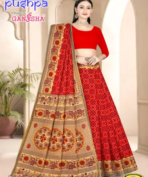 Heavy Cotton Printed Lehenga Choli Ganesha Pushpa Vol 02