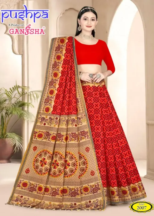 Heavy Cotton Printed Lehenga Choli Ganesha Pushpa Vol 02