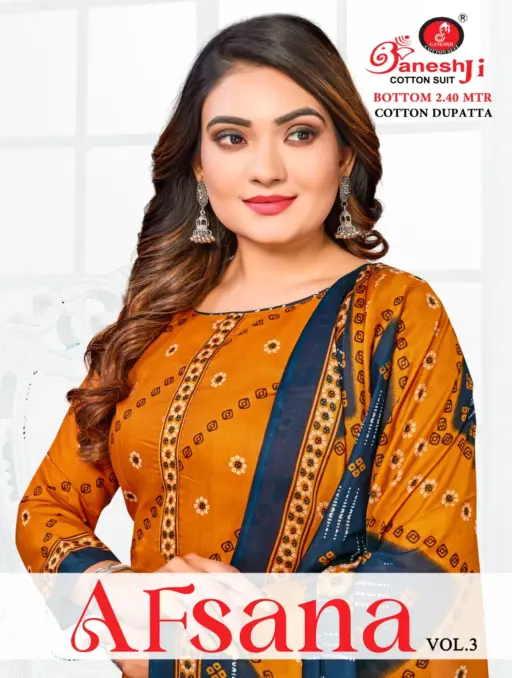 Ganeshji Afsana Vol 03 Unstitched Cotton Printed Salwar Suit Wholesaler