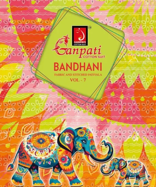 Unstitched Bandhni printed Cotton Salwar Suit Ganpati Bandhani Vol 7 Daily Wear Ethnic Suit