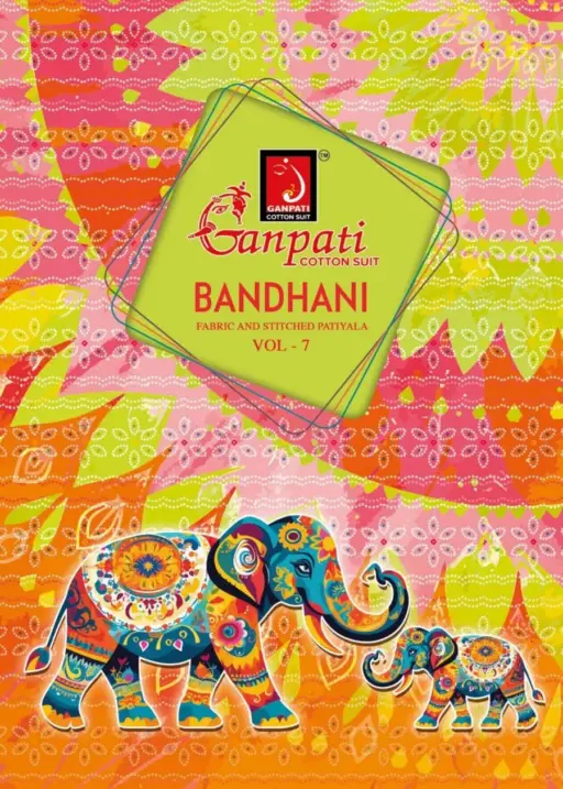 Unstitched Bandhni printed Cotton Salwar Suit Ganpati Bandhani Vol 7 Daily Wear Ethnic Suit