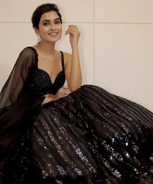 Girly Black Heavy Sequins Georgette Ethnic Lehenga Choli Bollywood Style Lehenga