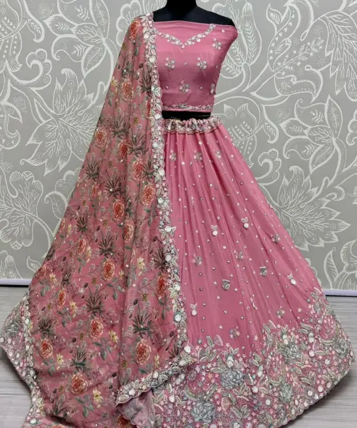 Heavy Fancy Embroidery Crafted Designer Wedding Lehengacholi With Beautiful Color And Fancy Work Viral Lehenga
