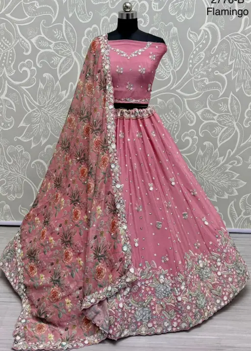 Heavy Fancy Embroidery Crafted Designer Wedding Lehengacholi With Beautiful Color And Fancy Work Viral Lehenga