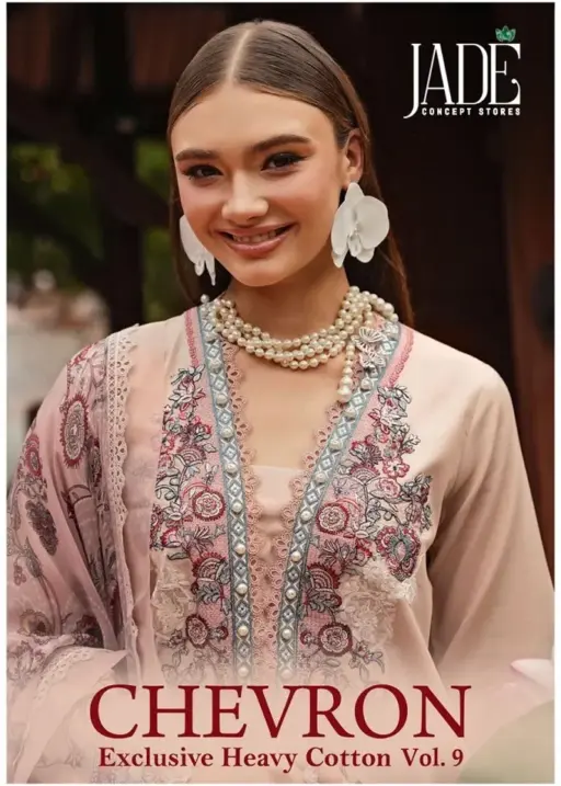 Lawn Cotton Printed Pakistani Straight Salwar Suit Summer Wear Jade Chevron Vol 9