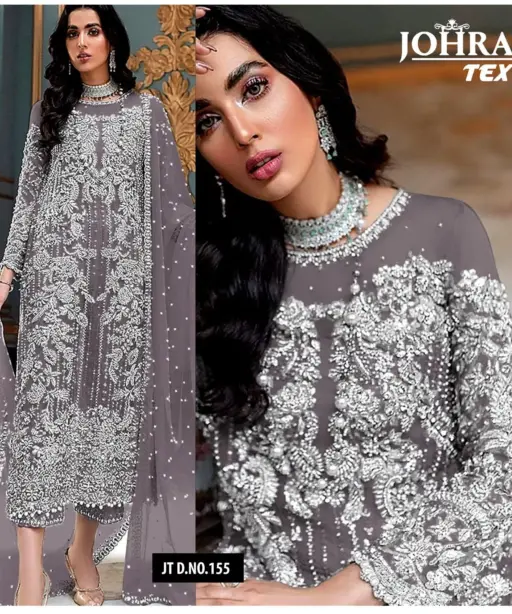 JT-155 by Johra Tex Butterfly Net Heavy Embroidery Pakistani Salwar Suit For Ramzan Eid Wholesalers