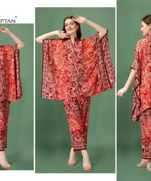 Kaftan Coord Set vol - 4 Jisha Kaftan Poly Silk Printed Ethnic Coord