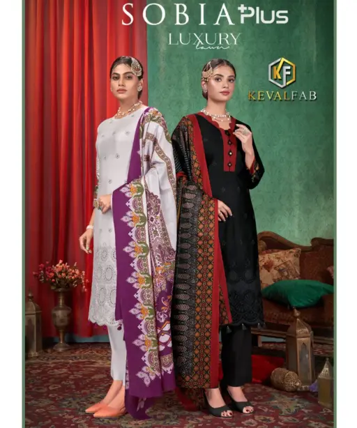 KevalFab Sobia Plus Heavy Cotton Pakistani Style Printed Unstitched Cotton Salwar Suit