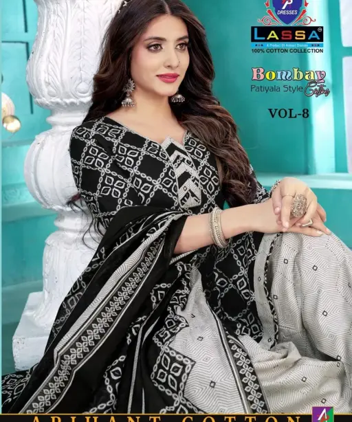 Lassa Bombay Patiyala Style Vol 8 Unstitched Cotton Printed Indian Salwar Suit Summer Wear Suit Wholesaler