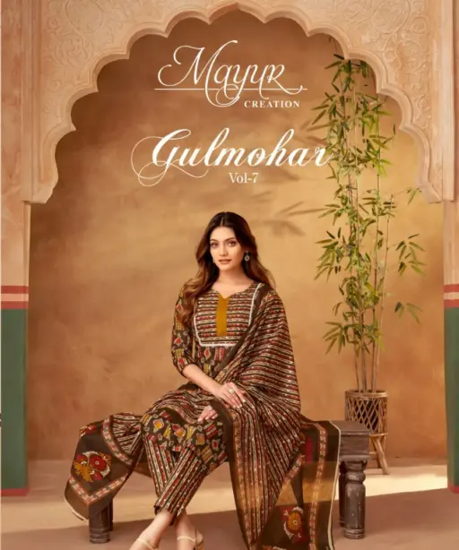 Mayur Gulmohar Vol 7 Unstitched Cotton New Fashion Straight Suit Wholesaler
