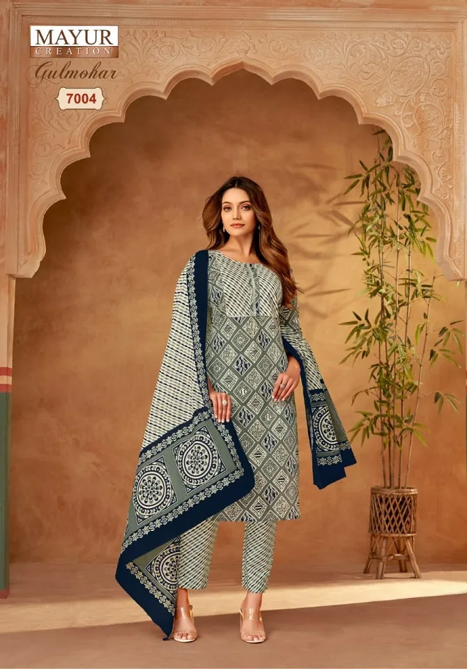 Mayur Gulmohar Vol 7 Unstitched Cotton New Fashion Straight Suit Wholesaler - Image 7