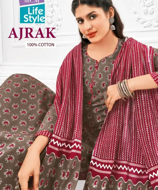 Ajrakh Printed Big Size Daily Wear Cotton Salwar Suit MCM Ajrak Vol 1