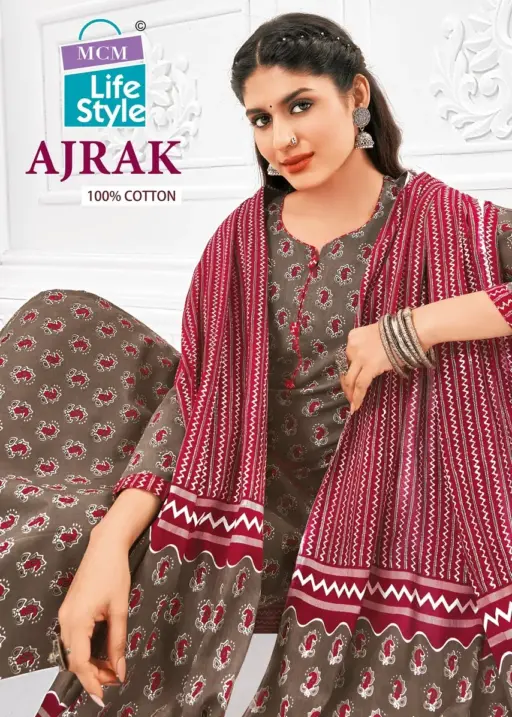 Ajrakh Printed Big Size Daily Wear Cotton Salwar Suit MCM Ajrak Vol 1