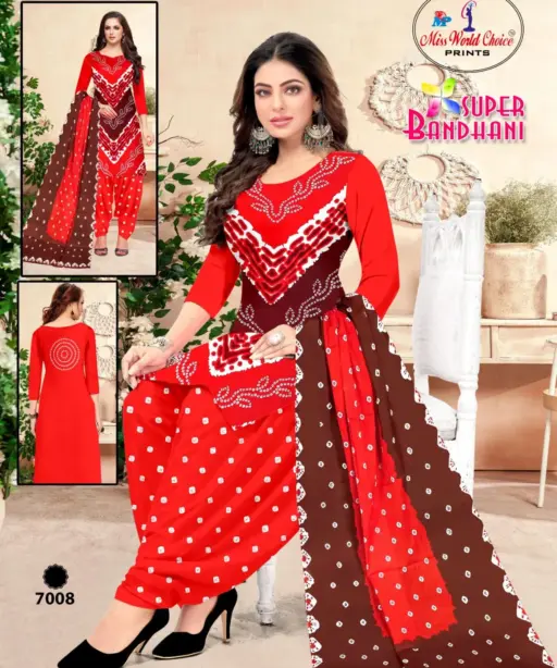 Miss World Super Bandhani Vol 07 Stylish Bandhni Printed Wholesale Unstitched Salwar Suit