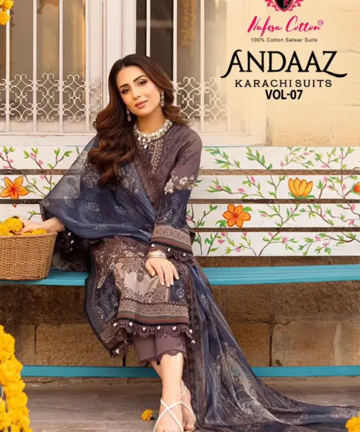 Soft Cotton Karachi Printed Pakistani Salwar Suit Nafisa Andaaz Vol 07 Supplier