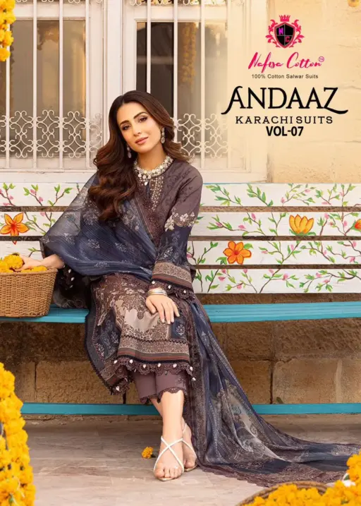 Soft Cotton Karachi Printed Pakistani Salwar Suit Nafisa Andaaz Vol 07 Supplier