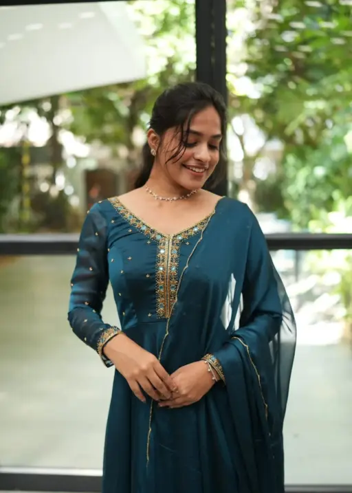 Designer 3 piece kurti set finest blue color ethnic kurtis