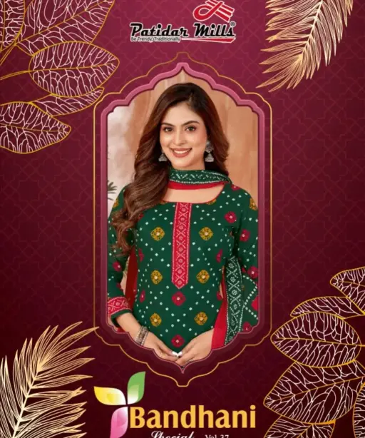 Bandhni Printed Unstitched Cotton Salwar Suit Patidar Bandhani Special Vol 37